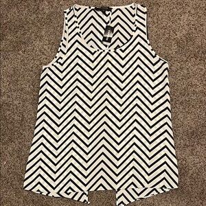 Express Black and White Asymmetrical Graphic Tank Top
